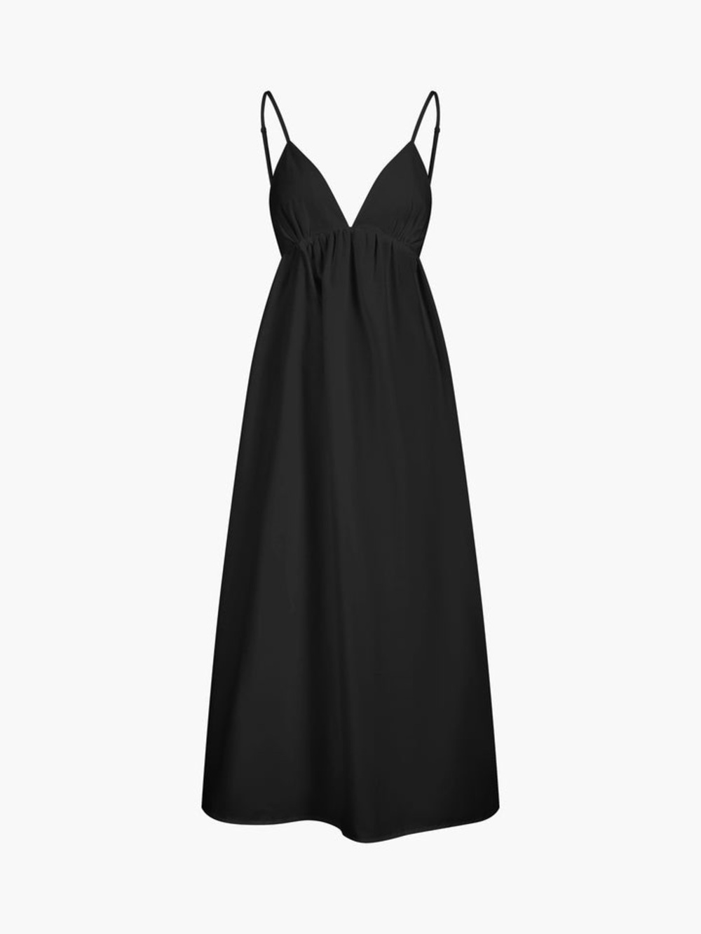 Commense Black Poplin Open Back Midi Dress Plunge Neck Coastal Cowgirl Size XL